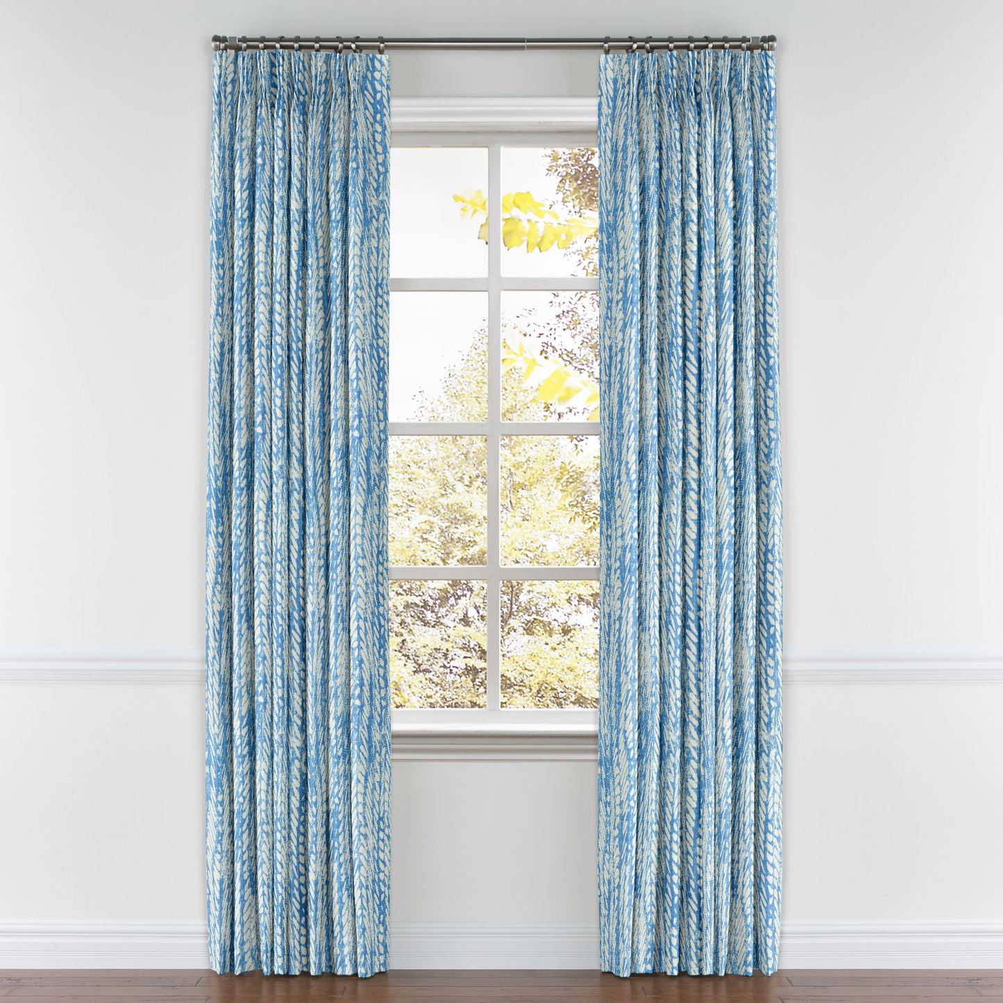 Pinch Pleat Drapery in Rope Walk - Persian Blue