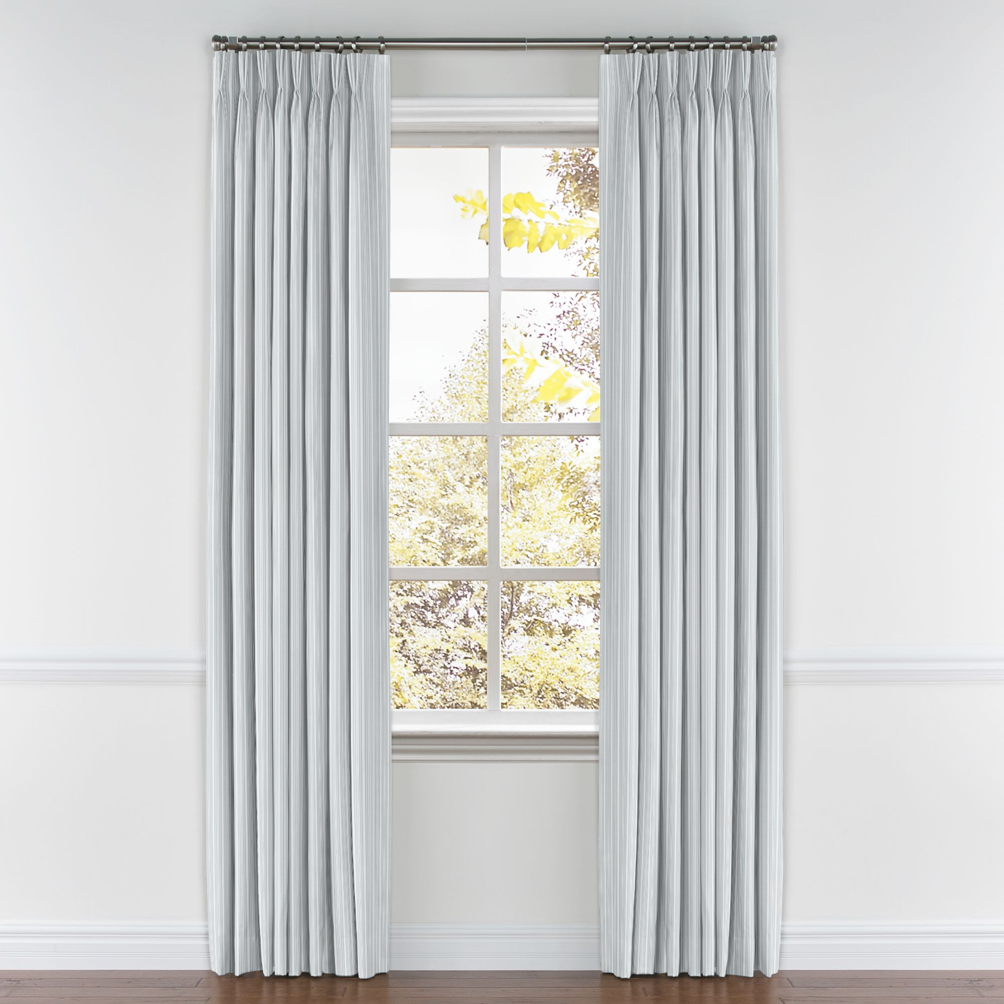 Pinch Pleat Drapery in Murali Stripe - Gray