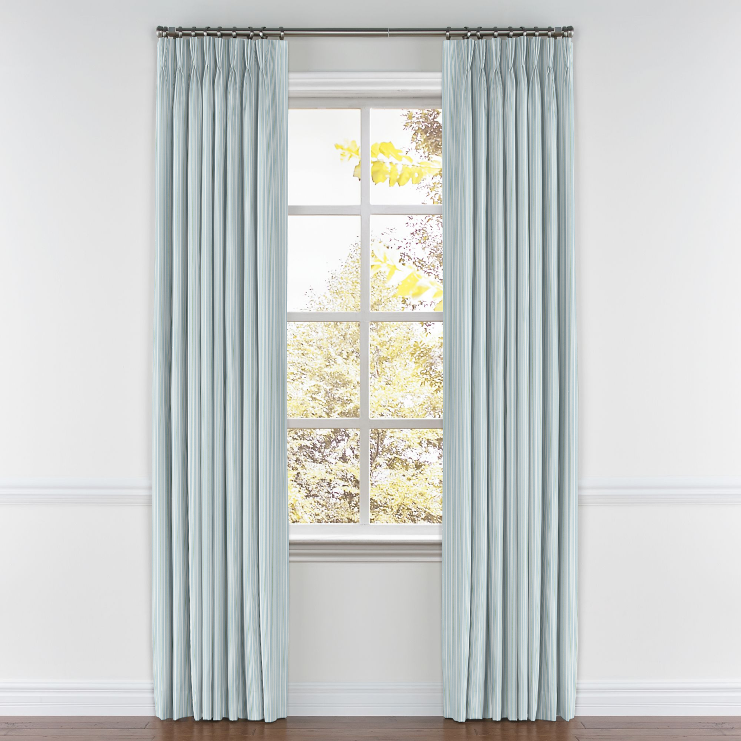 Pinch Pleat Drapery in Murali Stripe - Mist