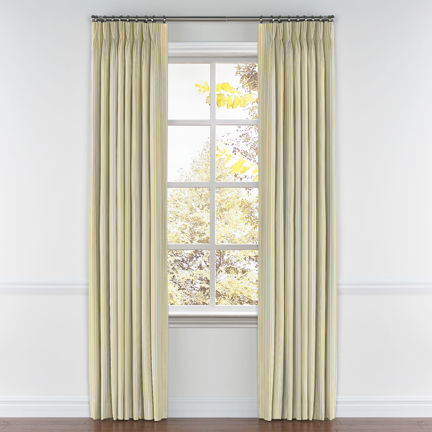 Pinch Pleat Drapery in Murali Stripe - Yellow