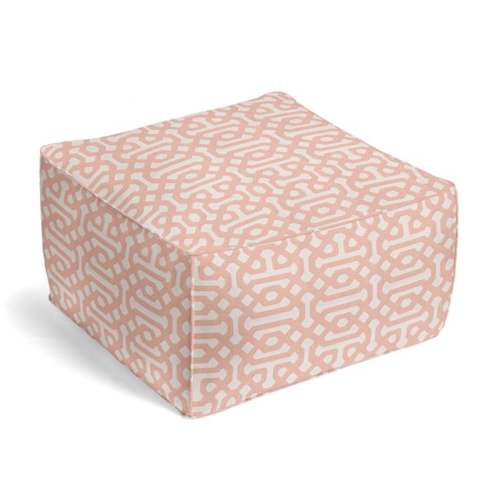 Outdoor Pouf in Sunbrella® Fretwork - Cameo