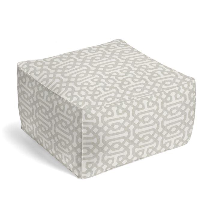 Square Pouf in Sunbrella® Fretwork - Pewter
