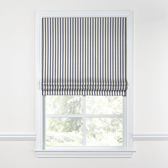 Flat Roman Shade in Sunbrella® Lido - Indigo