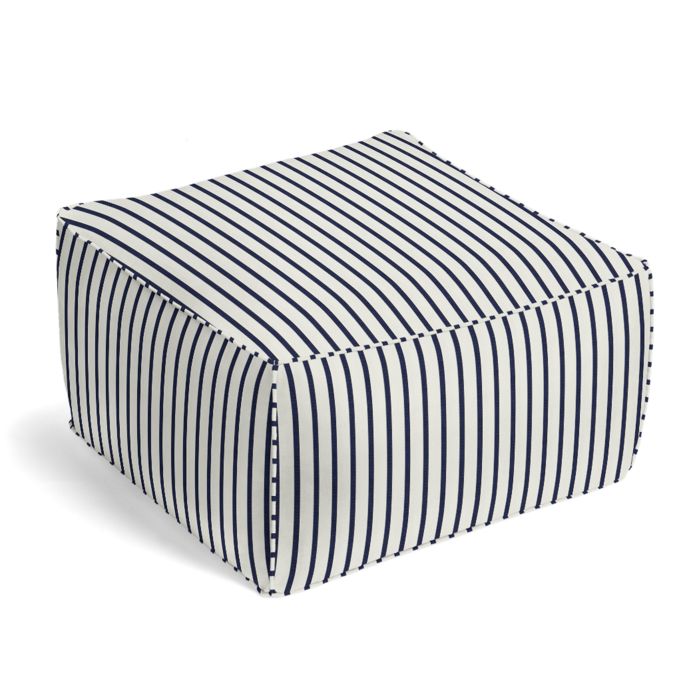 Outdoor Pouf in Sunbrella® Lido - Indigo