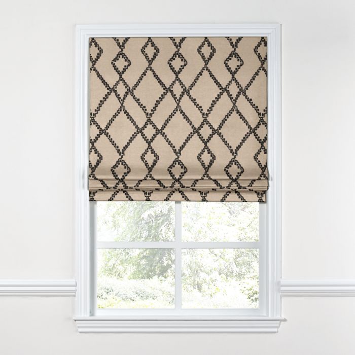 Flat Roman Shade in Trellis Island - Black