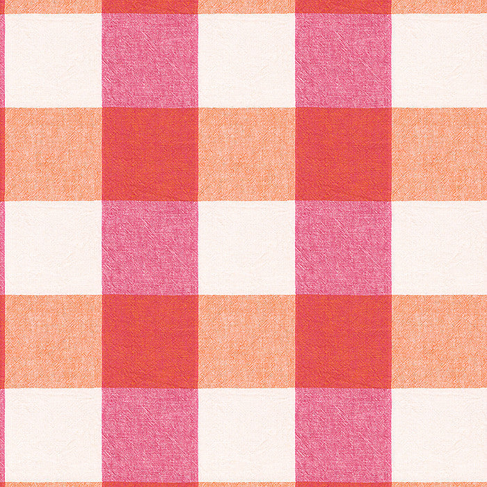 Pink White Gingham Fabric Large Checks