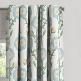 Back Tab Curtains in Cottage Flowers - Cool Blue