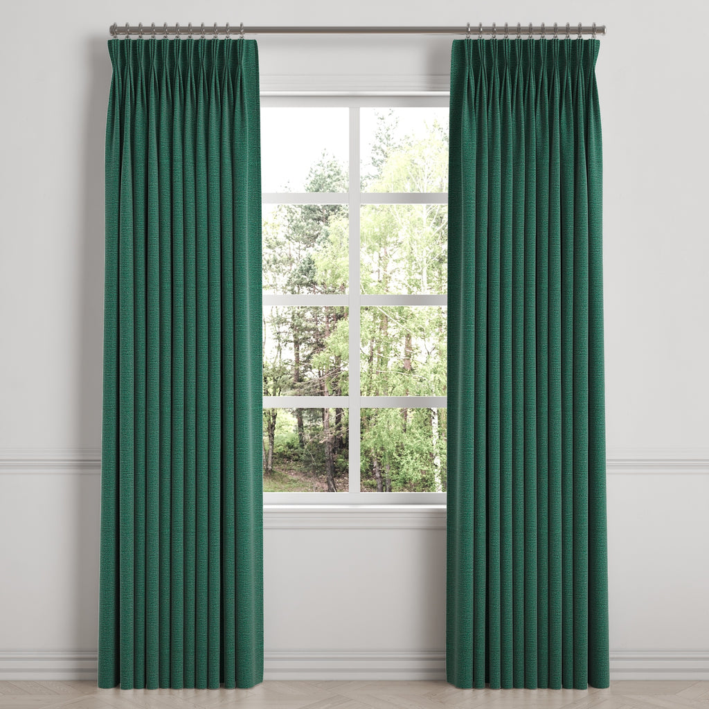 Pinch Pleat Drapery in Slubby Linen - Spruce
