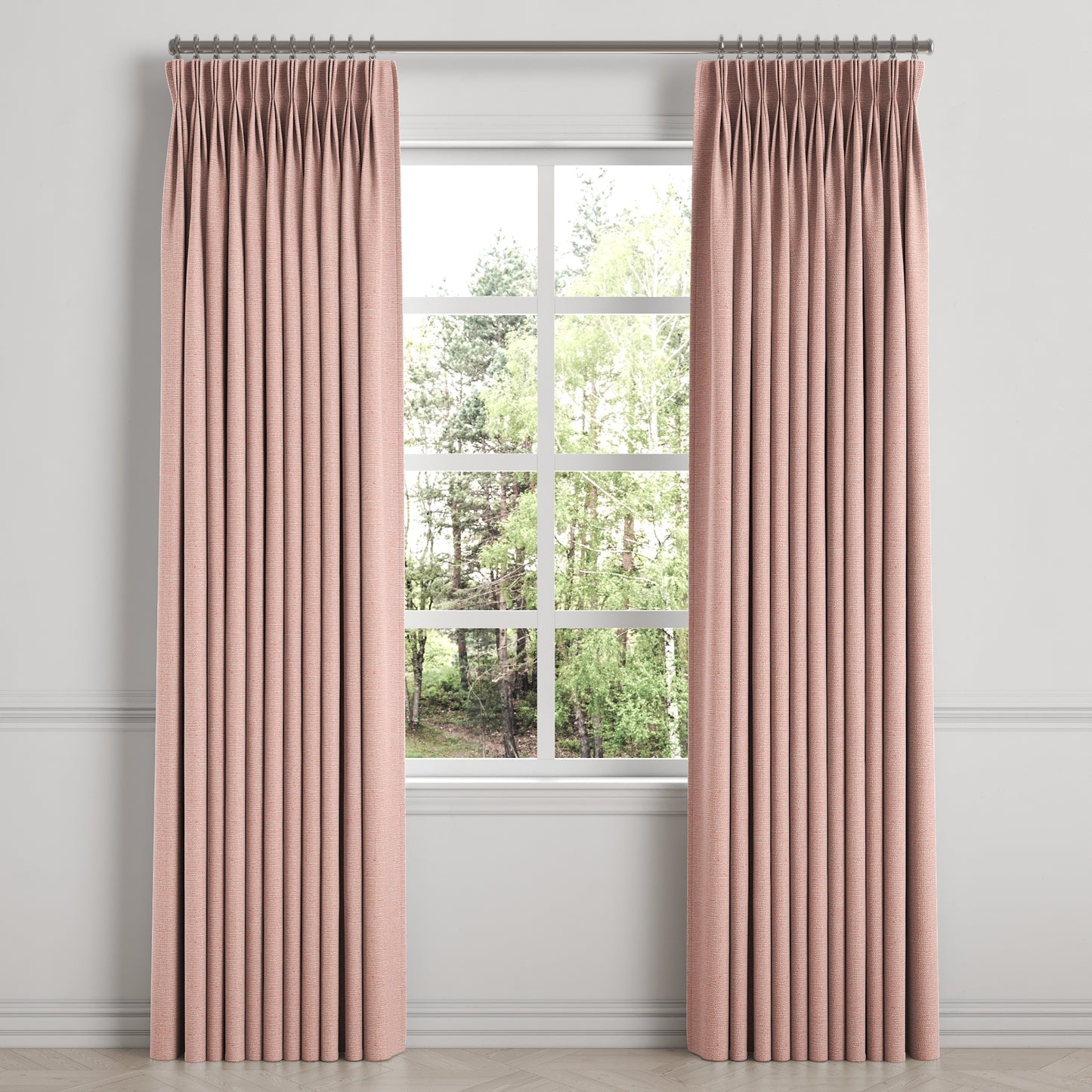 Pinch Pleat Drapery in Slubby Linen - Think Pink