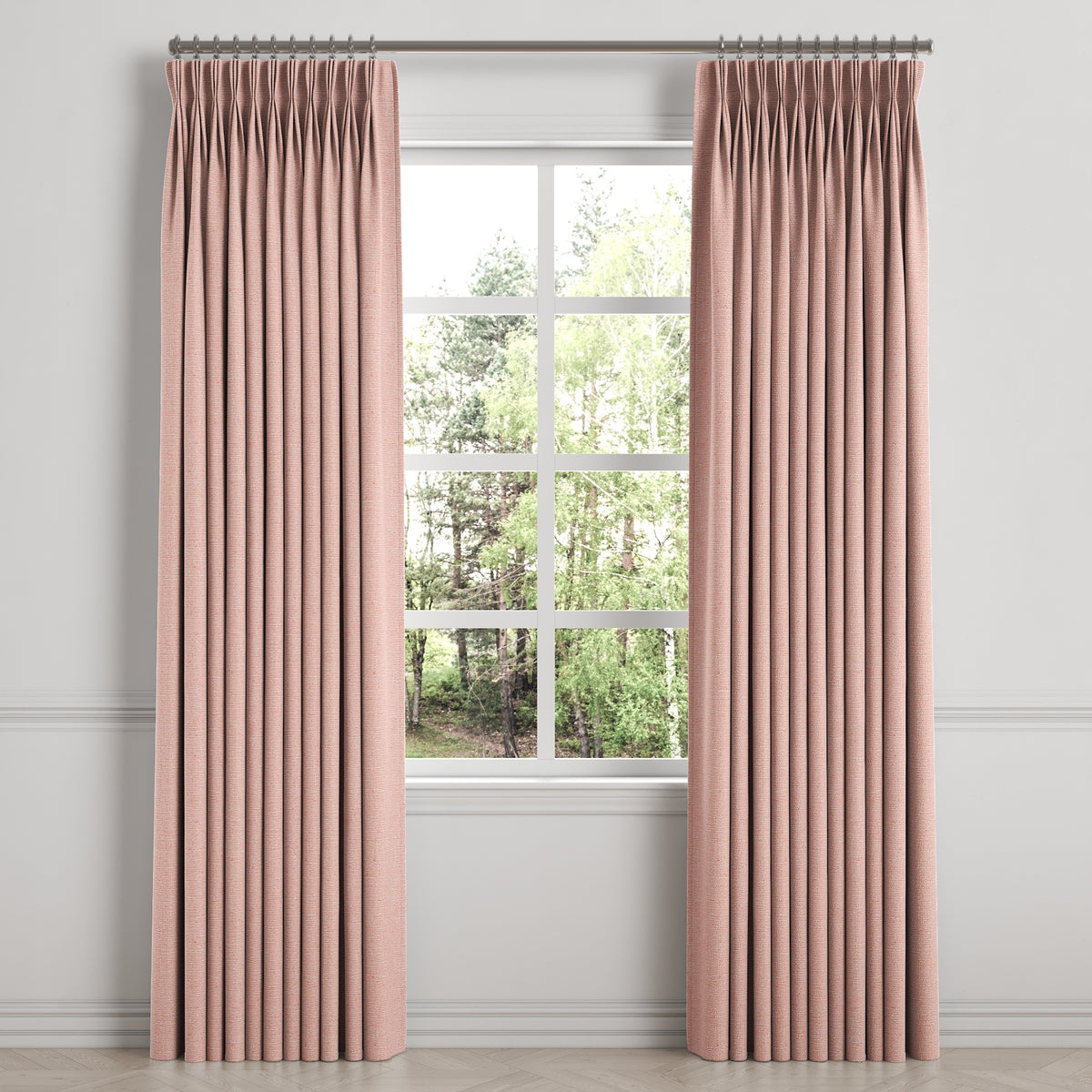 Pinch Pleat Drapery in Slubby Linen - Think Pink