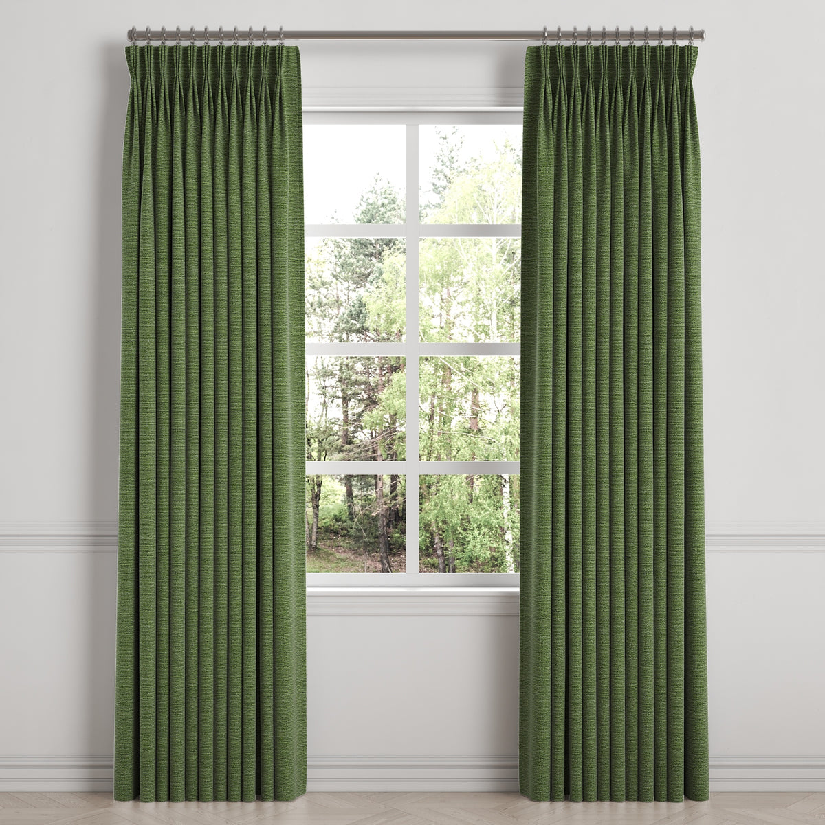 Pinch Pleat Drapery in Slubby Linen - Clover