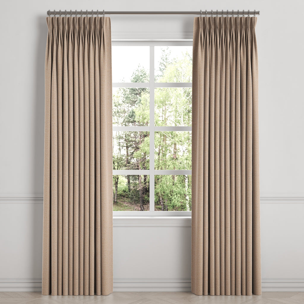 Pinch Pleat Drapery in Slubby Linen - Caramel