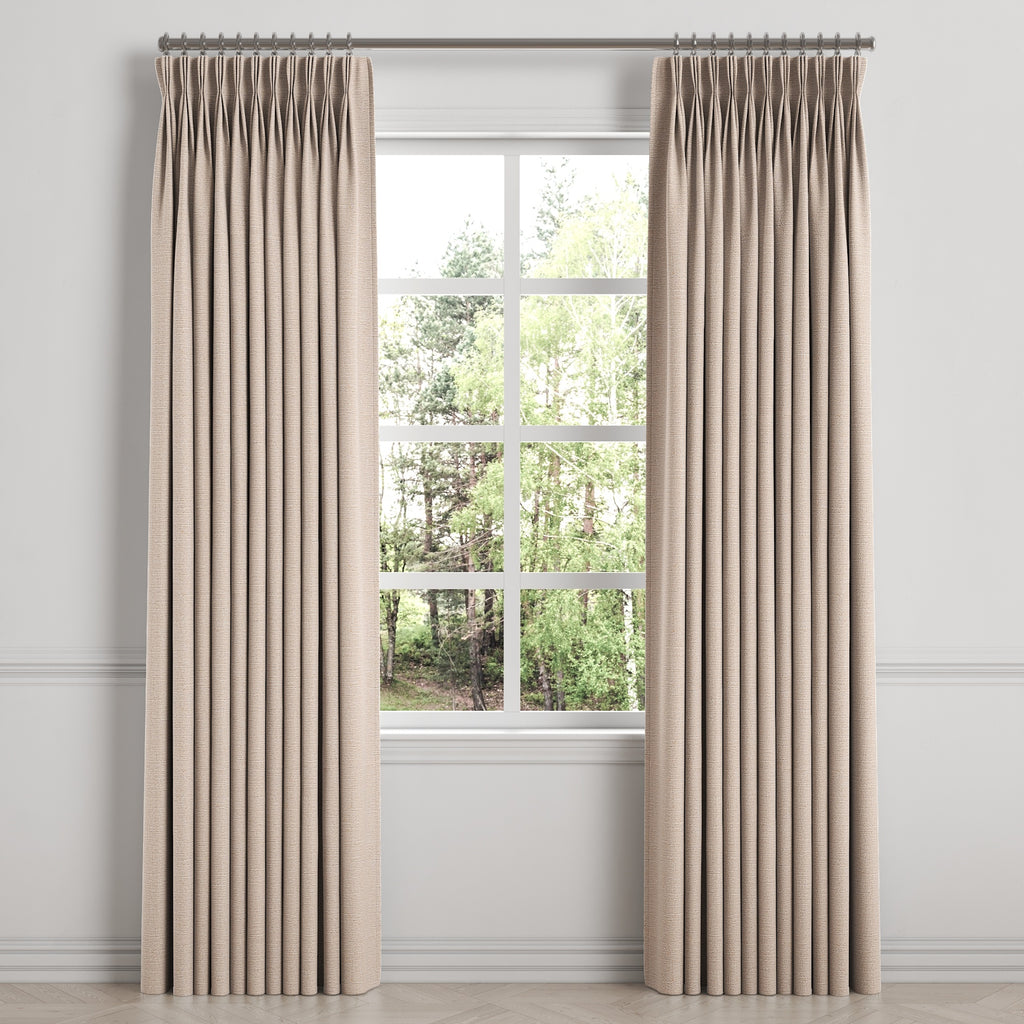 Pinch Pleat Drapery in Slubby Linen - Cashmere