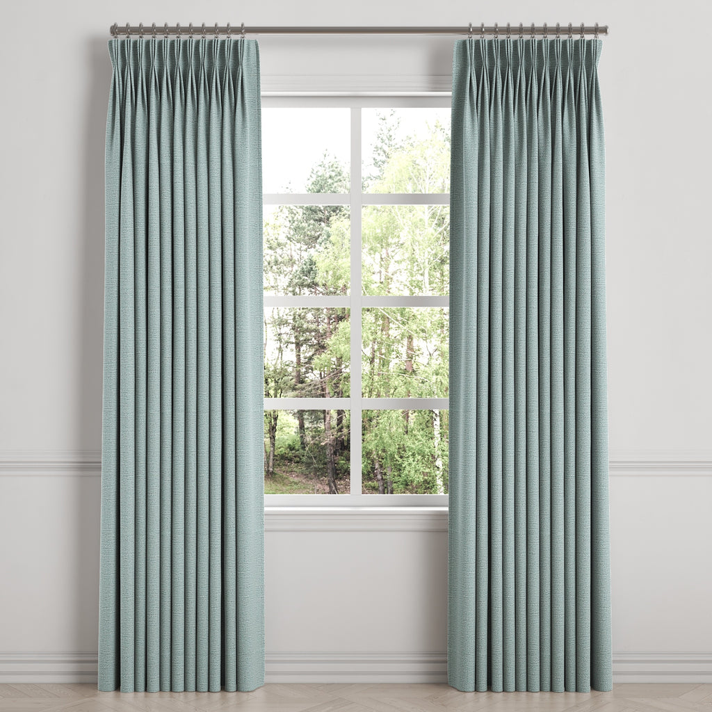 Pinch Pleat Drapery in Slubby Linen - Puddle