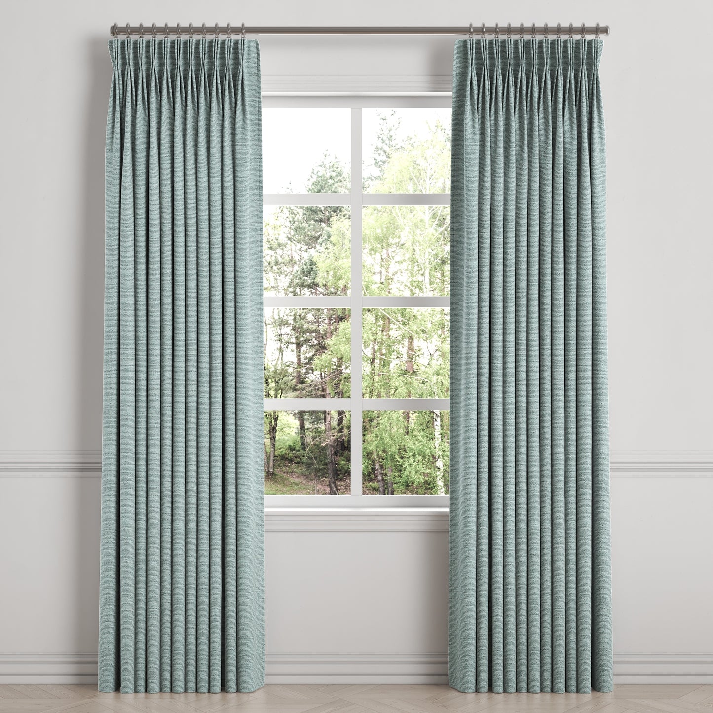 Pinch Pleat Drapery in Slubby Linen - Puddle