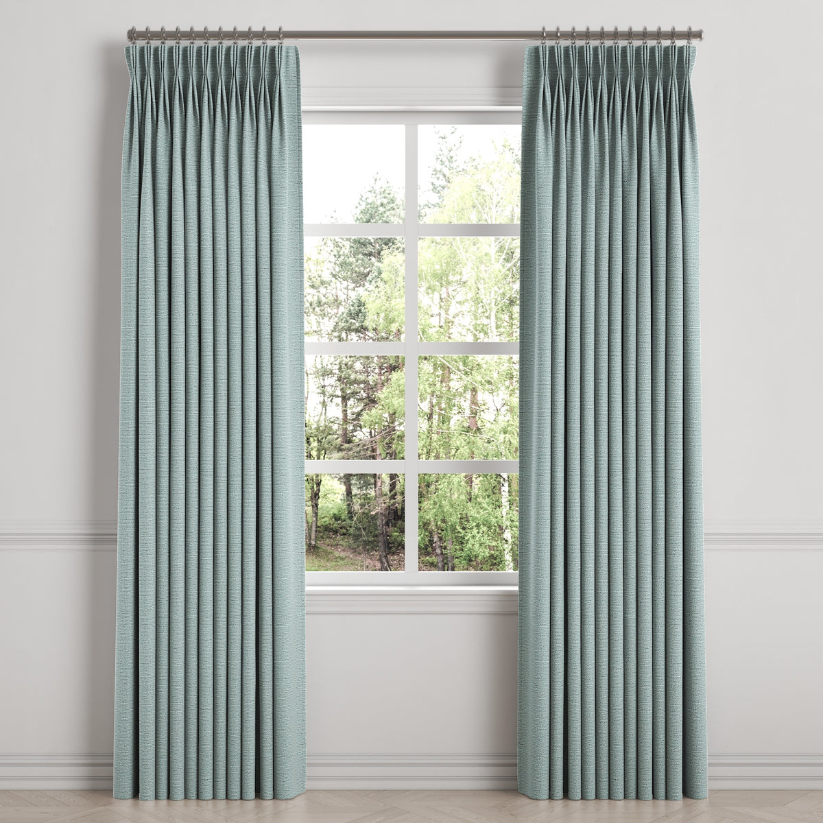 Pinch Pleat Drapery in Slubby Linen - Puddle