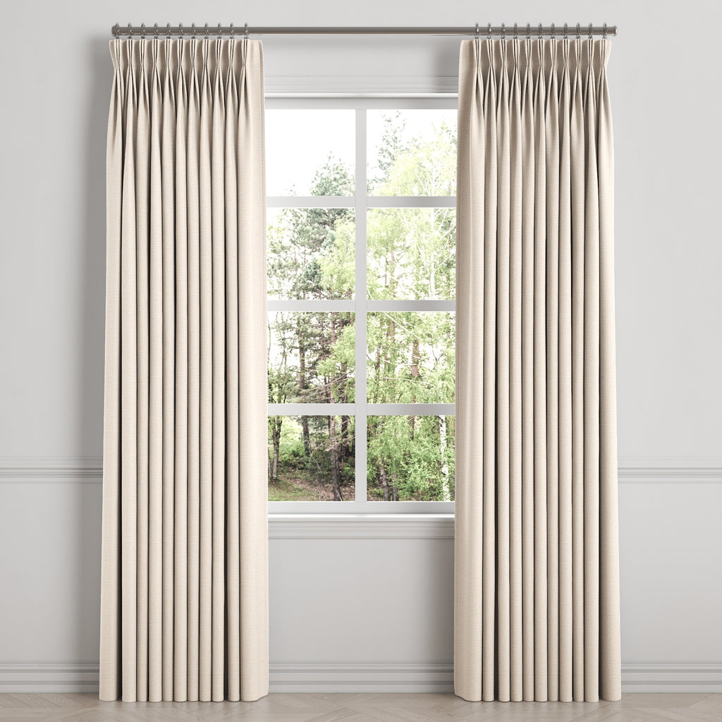 Pinch Pleat Drapery in Slubby Linen - Ivory