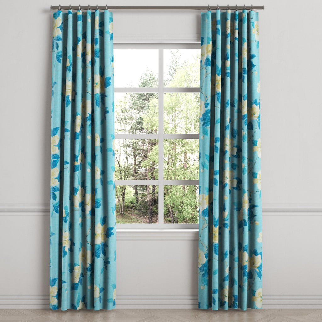 Convertible Drapery in Grandma's Floral - Pale Blue