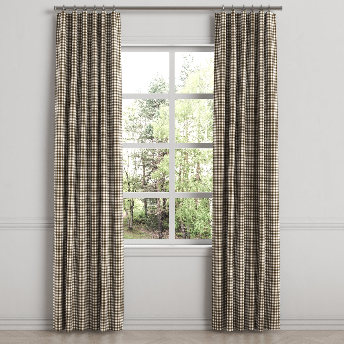 Convertible Drapery in Gingham - Chestnut
