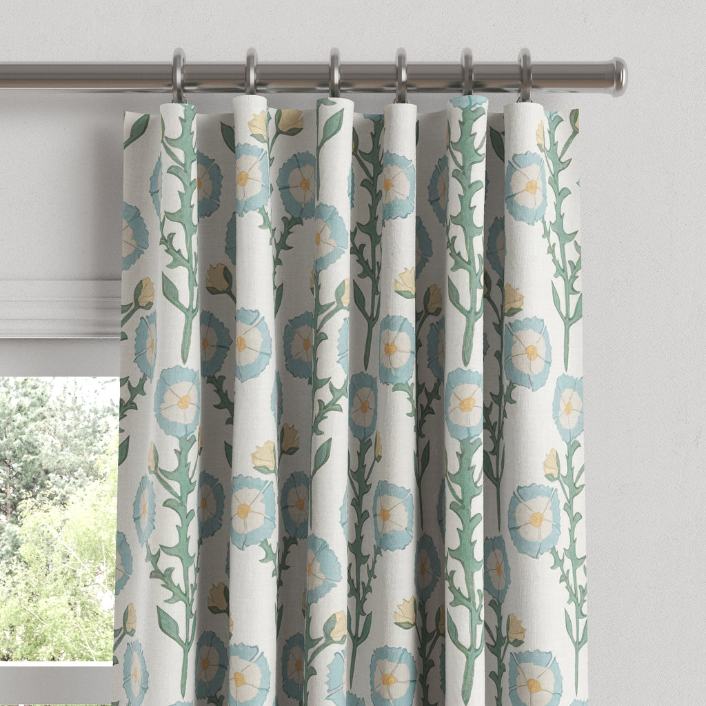 Convertible Drapery in Cottage Flowers - Cool Blue