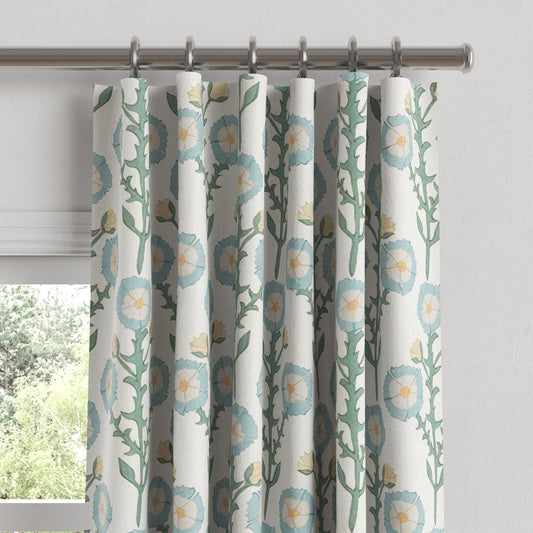 Convertible Drapery in Cottage Flowers - Cool Blue