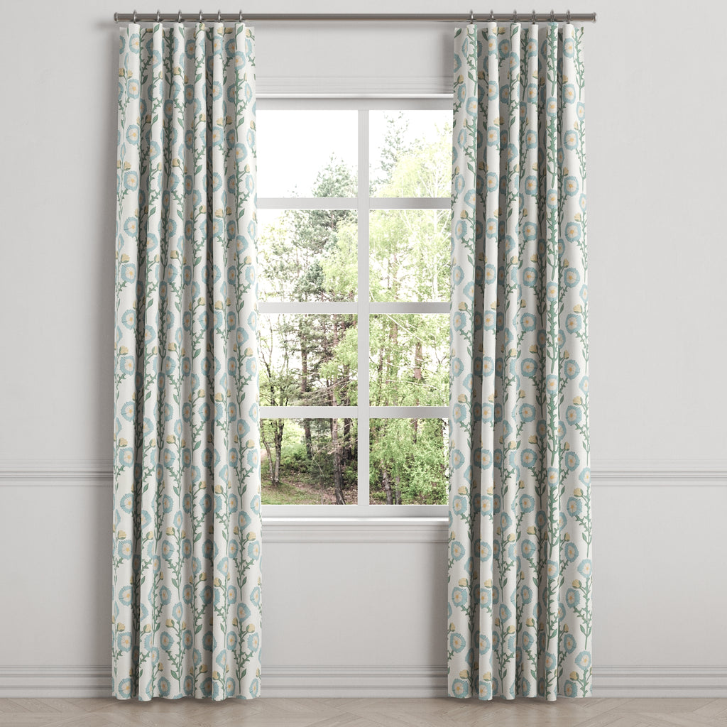 Convertible Drapery in Cottage Flowers - Cool Blue