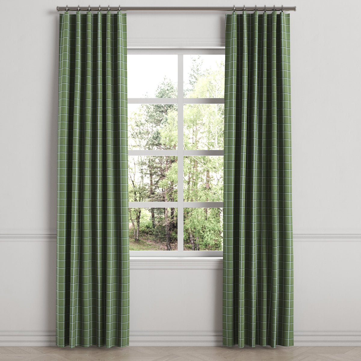 Convertible Drapery in Check With Me - Pine