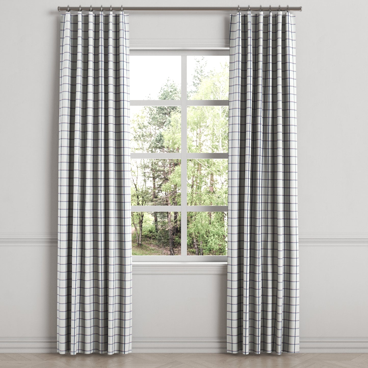 Convertible Drapery in Check With Me - White