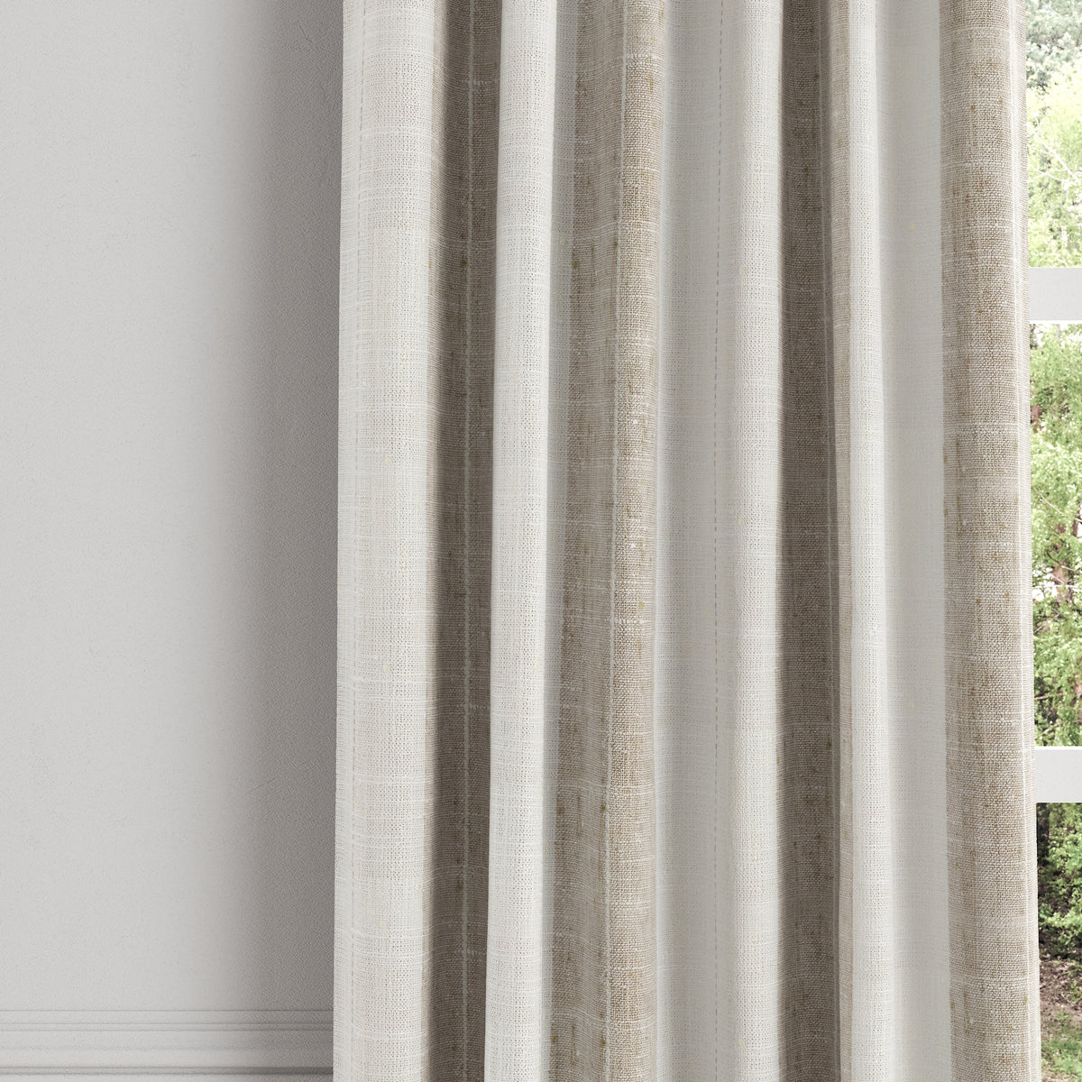 Convertible Drapery in French Laundry Stripe - Champagne