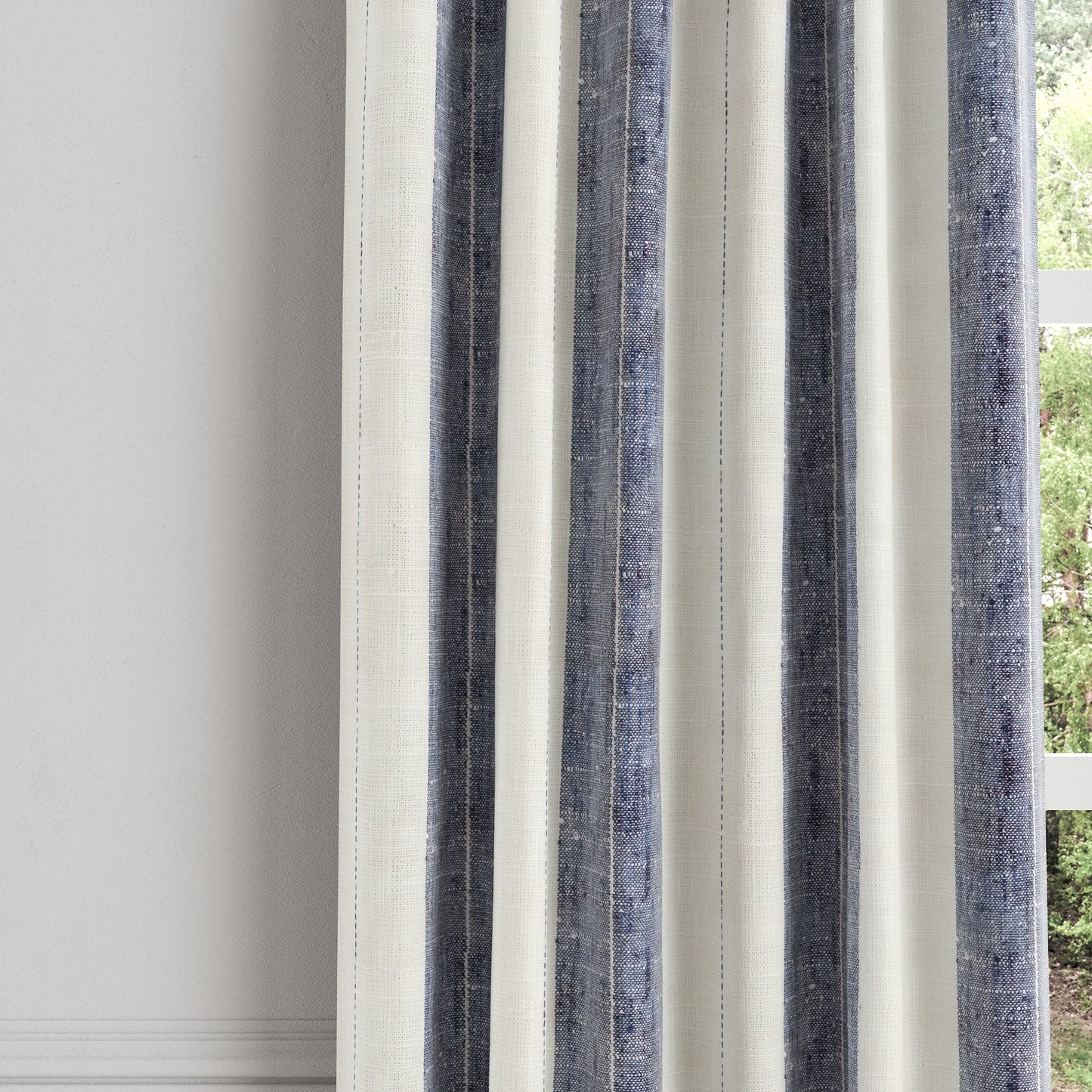 Convertible Drapery in French Laundry Stripe - Navy