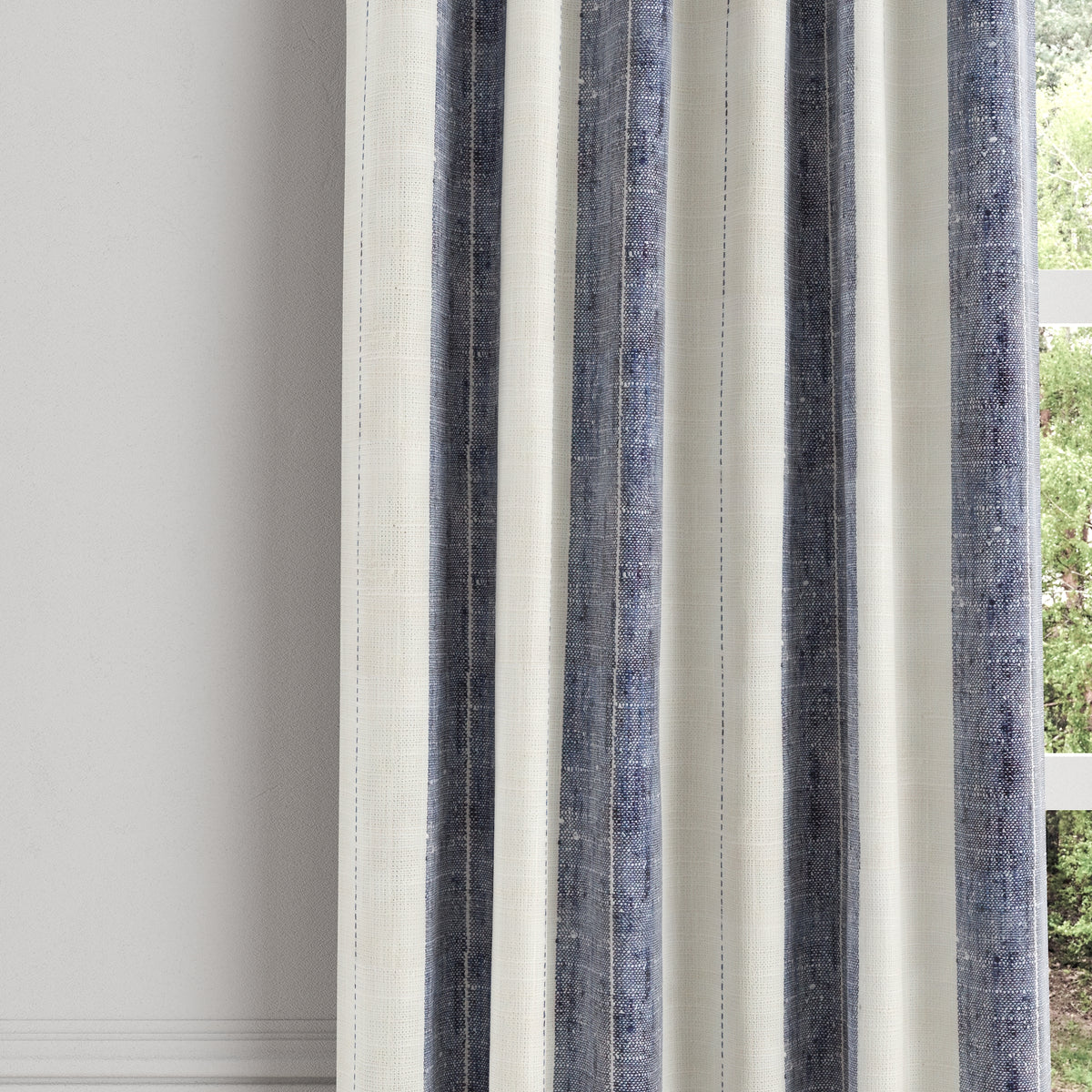 Convertible Drapery in French Laundry Stripe - Navy