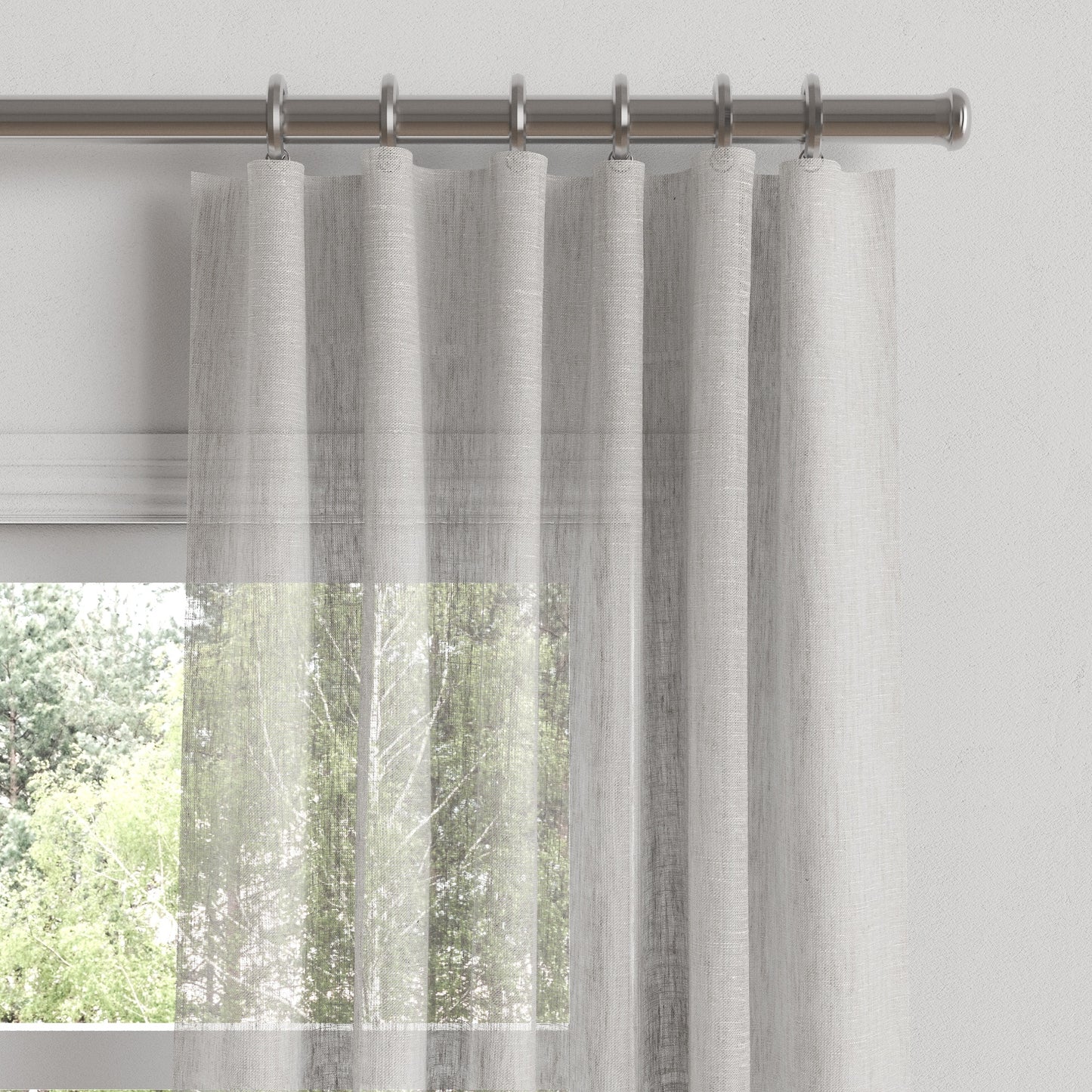 Convertible Drapery in Linen Sheer - Dim Gray