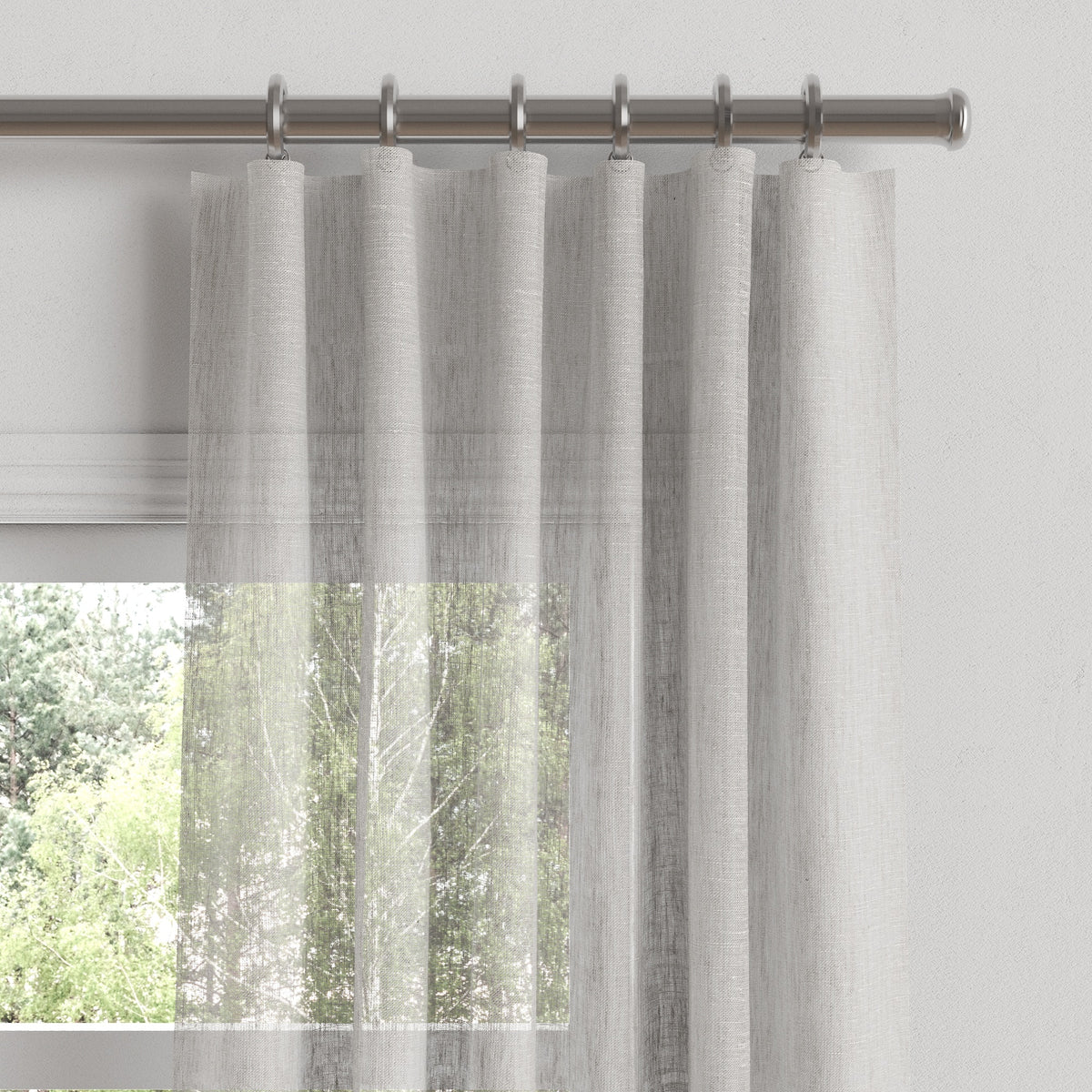 Convertible Drapery in Linen Sheer - Dim Gray