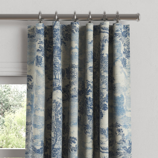 Convertible Drapery in Country Toile - Sapphire
