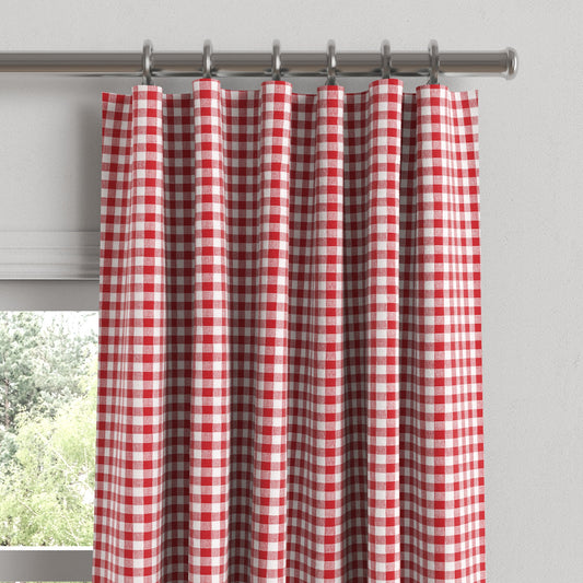 Convertible Drapery in Gingham - Cherry