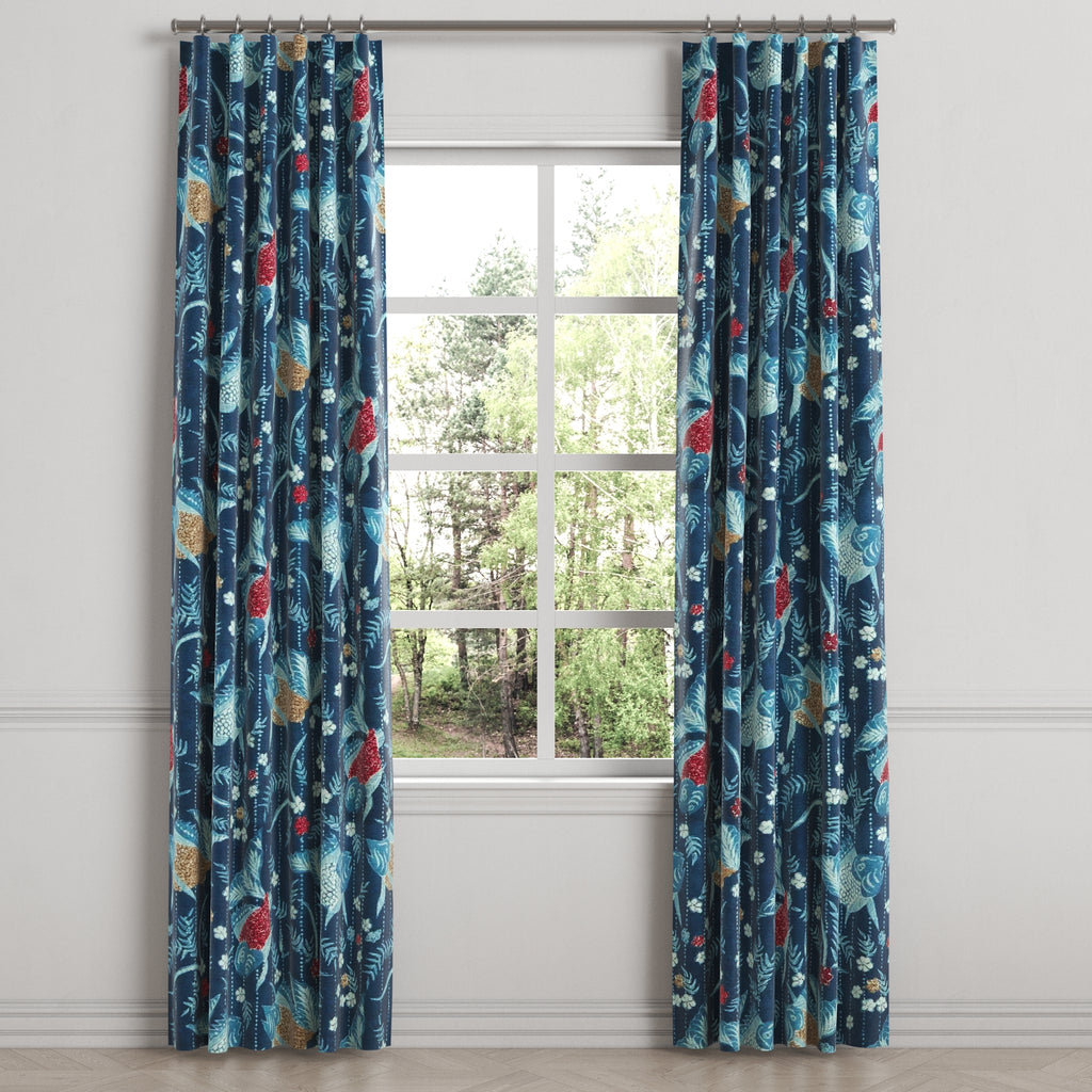 Convertible Drapery in Koi Pond - Blue