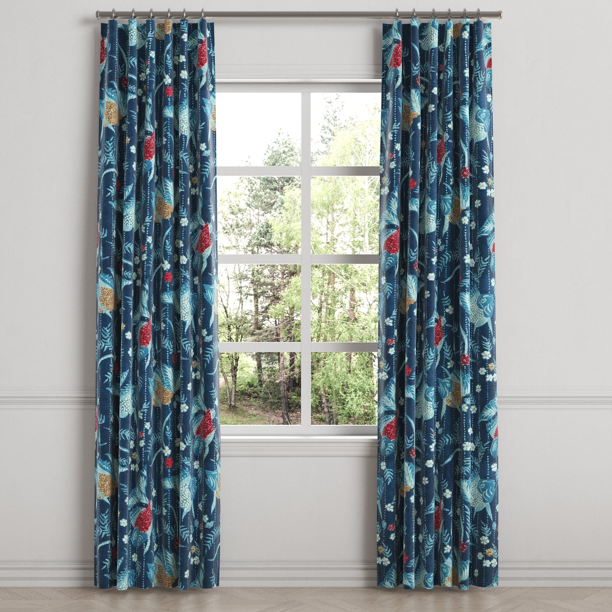 Convertible Drapery in Koi Pond - Blue