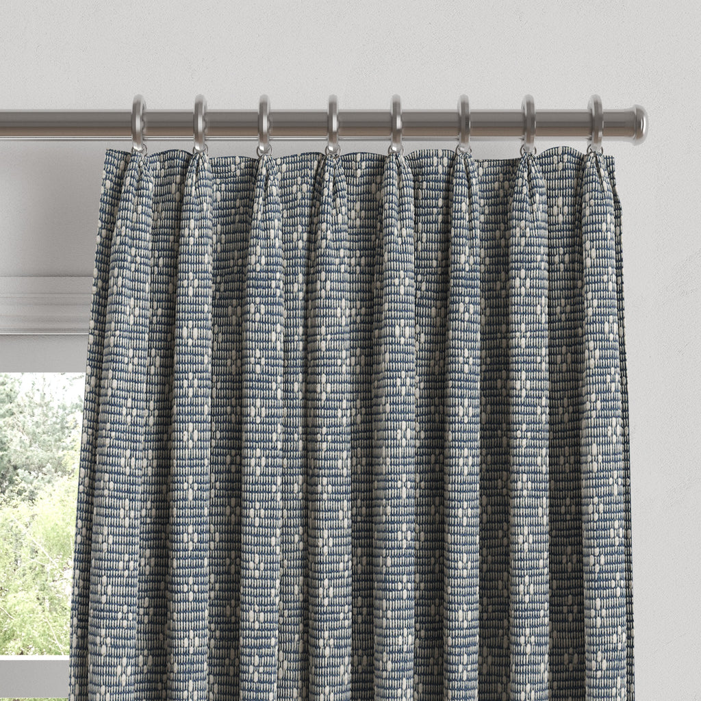 Euro Pleat Drapery in Ditsy - Indigo
