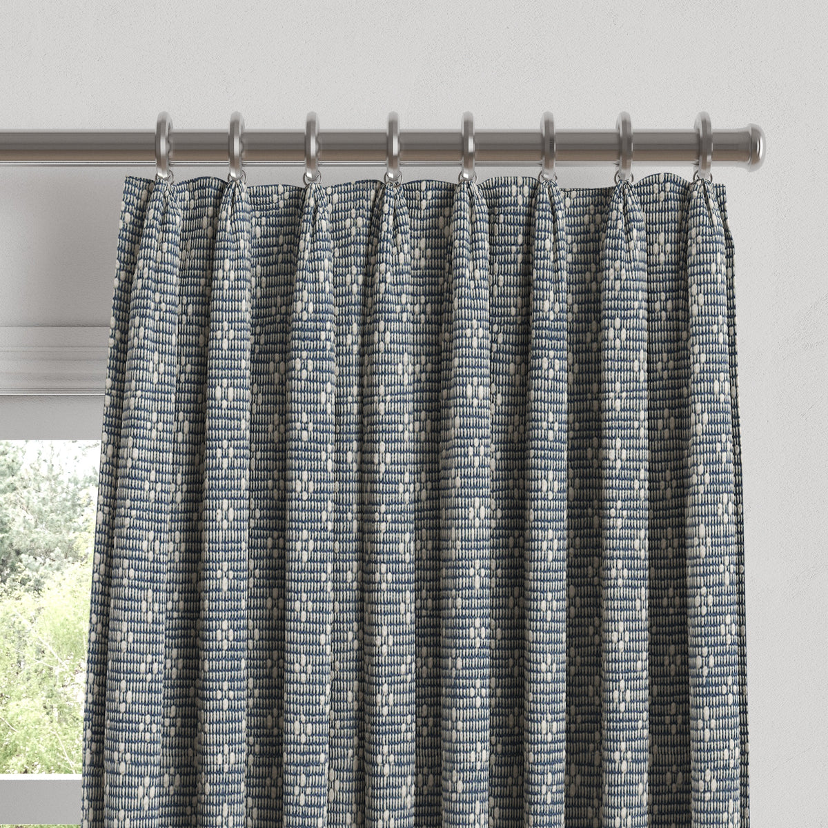 Euro Pleat Drapery in Ditsy - Indigo