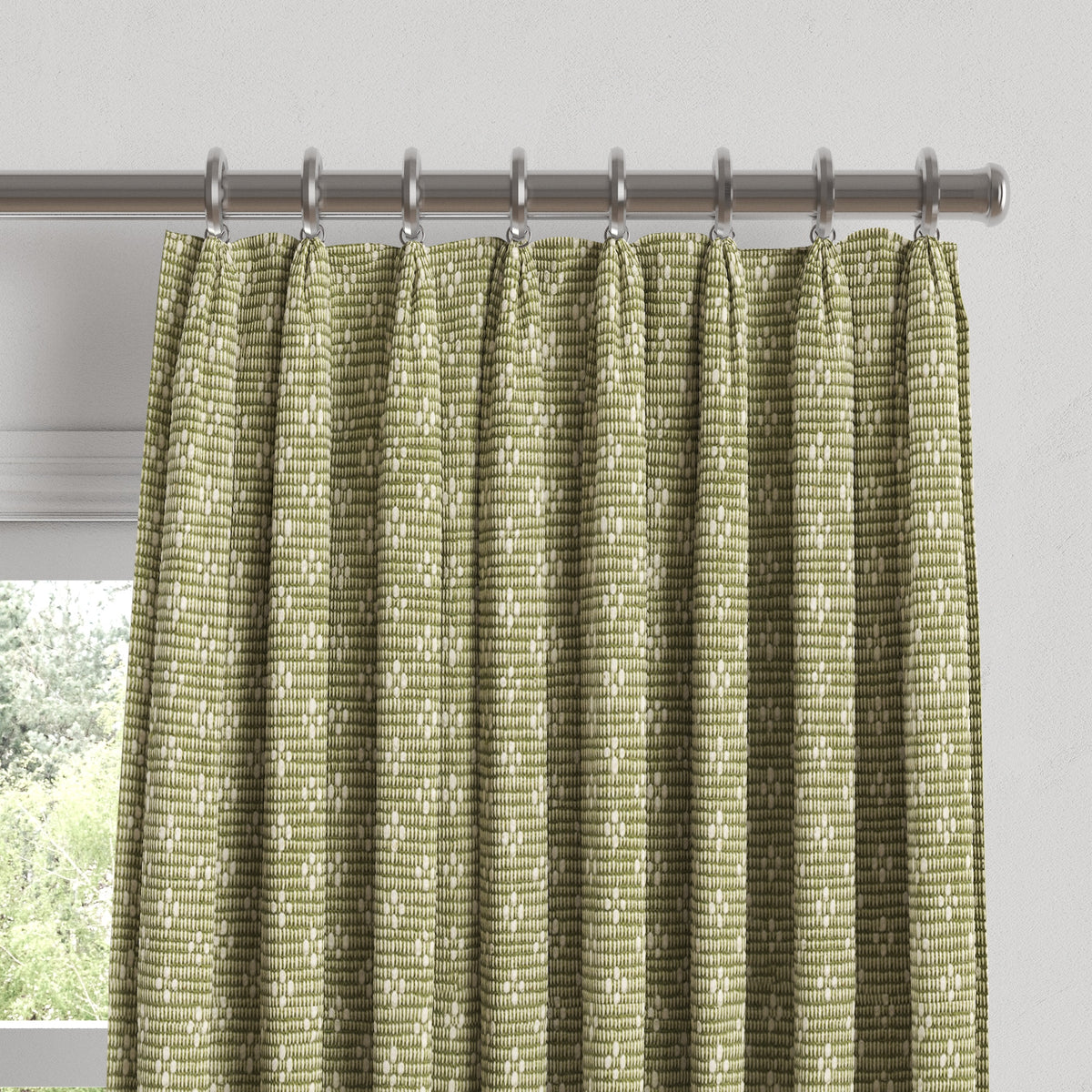 Euro Pleat Drapery in Ditsy - Seaweed