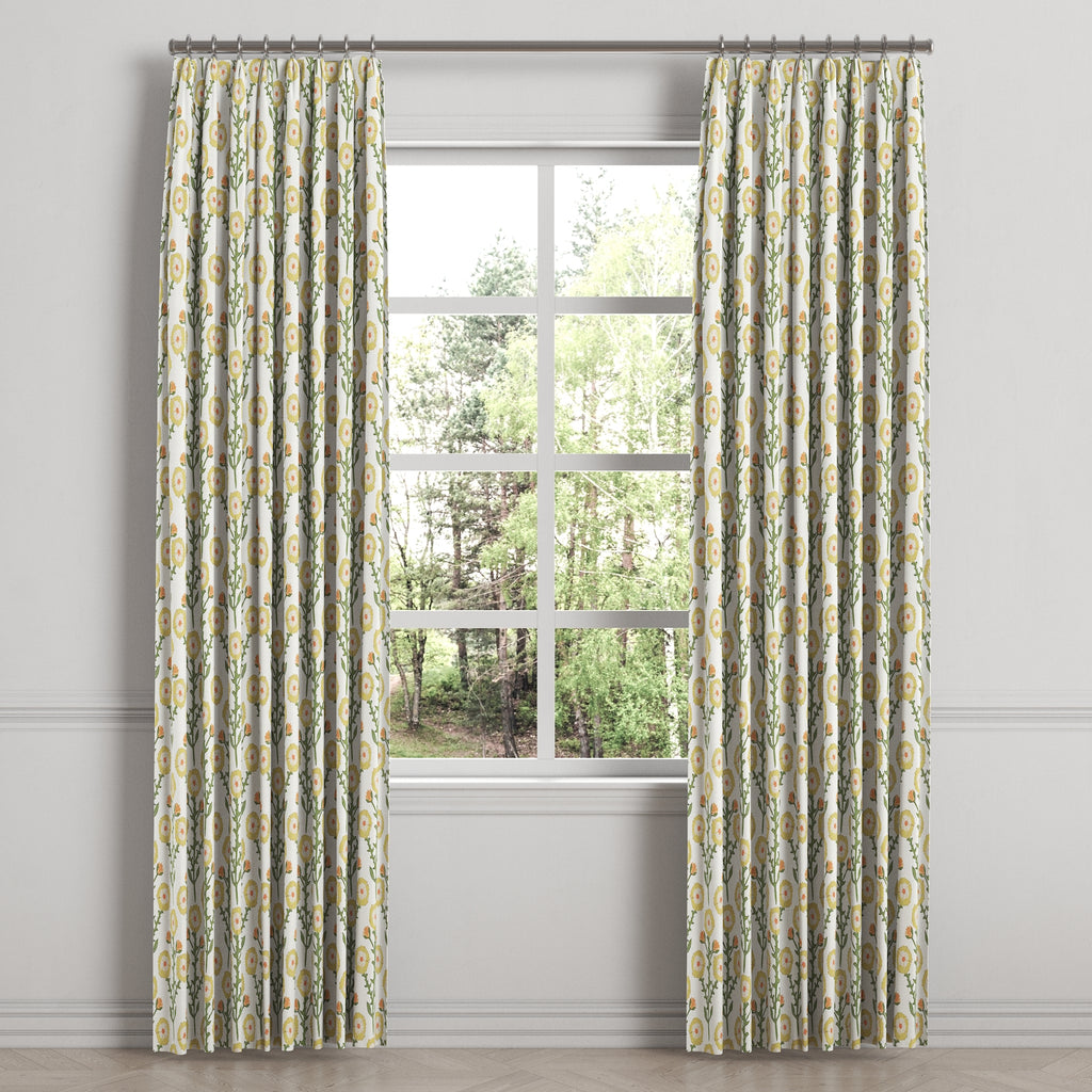 Euro Pleat Drapery in Cottage Flowers - Sunbeam