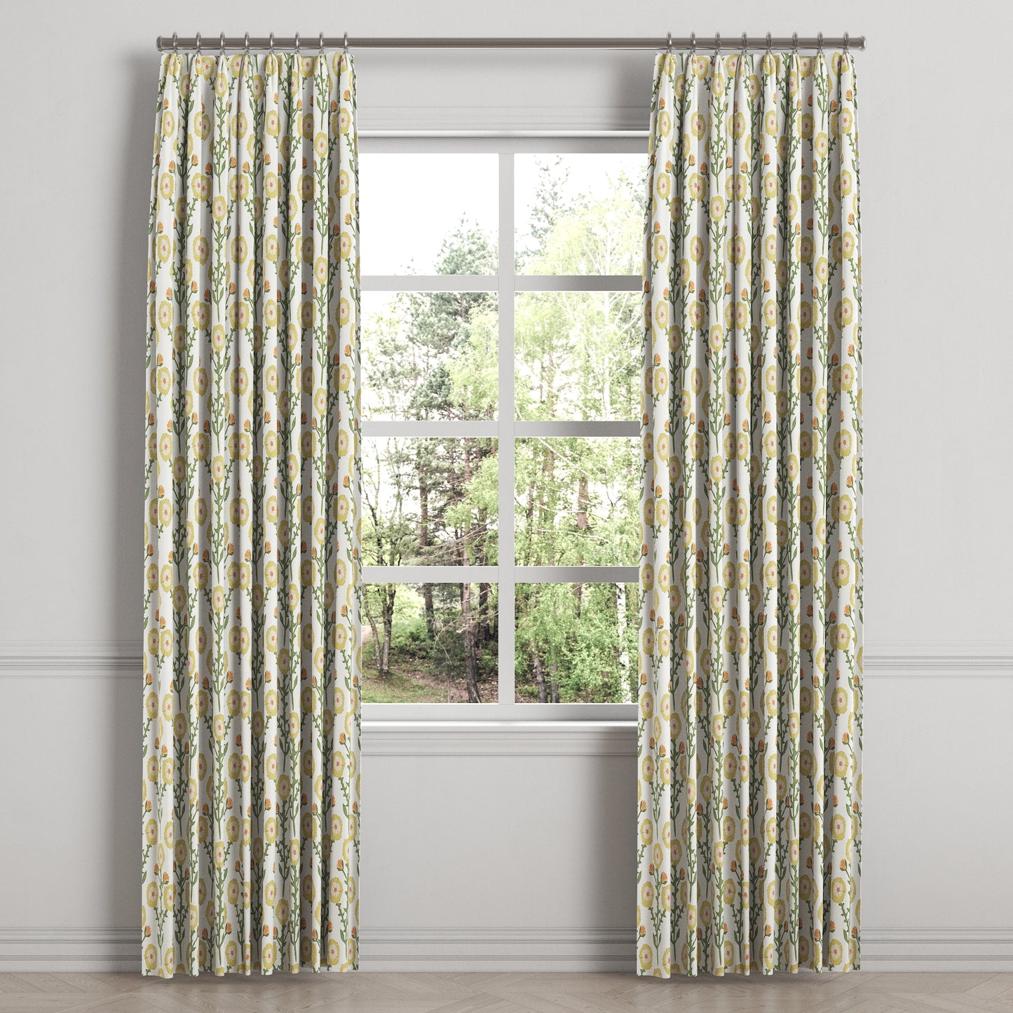 Euro Pleat Drapery in Cottage Flowers - Sunbeam