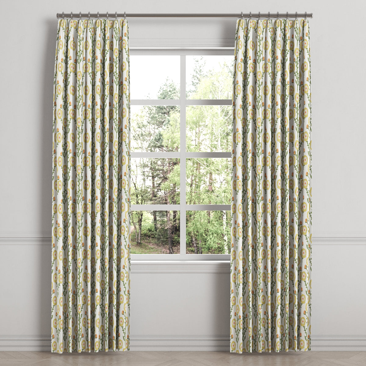 Euro Pleat Drapery in Cottage Flowers - Sunbeam