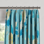 Euro Pleat Drapery in Grandma's Floral - Pale Blue