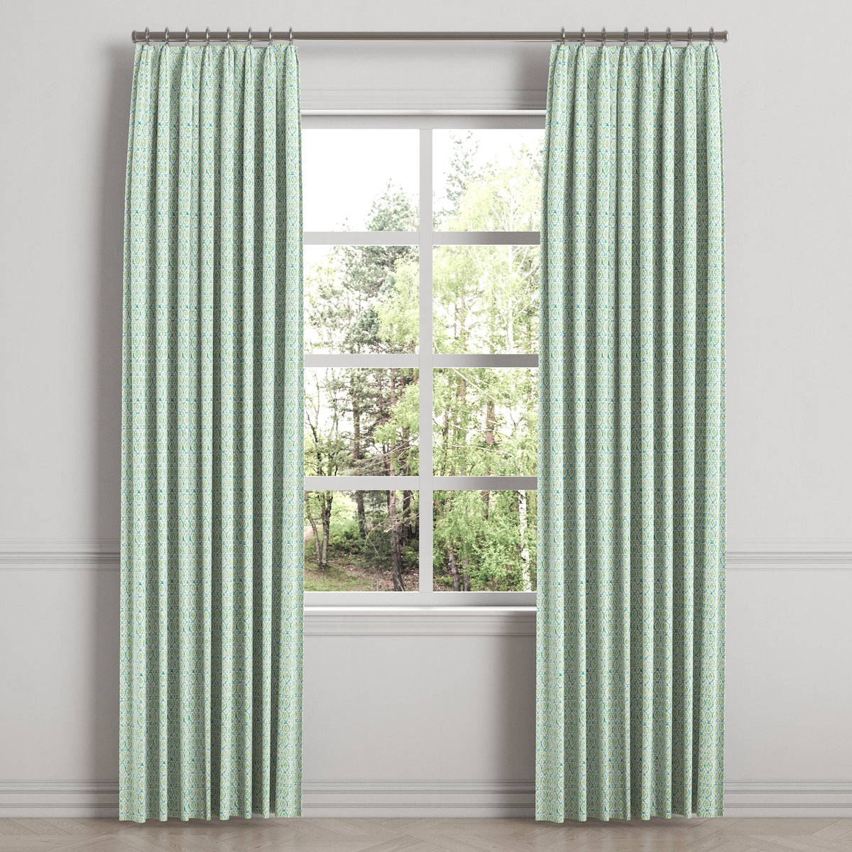 Euro Pleat Drapery in Positive Print - Emerald