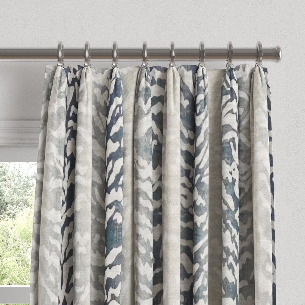 Euro Pleat Drapery in Tiger - Blue