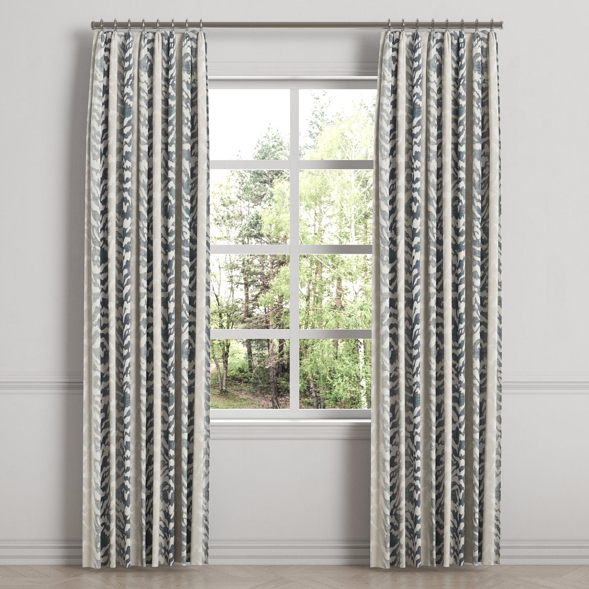 Euro Pleat Drapery in Tiger - Blue
