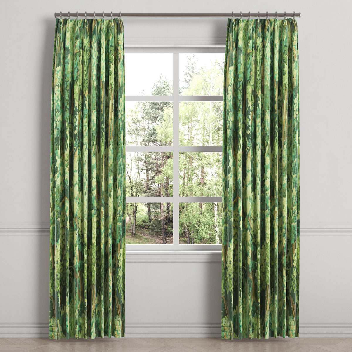 Euro Pleat Drapery in Enchanted Forest - Emerald