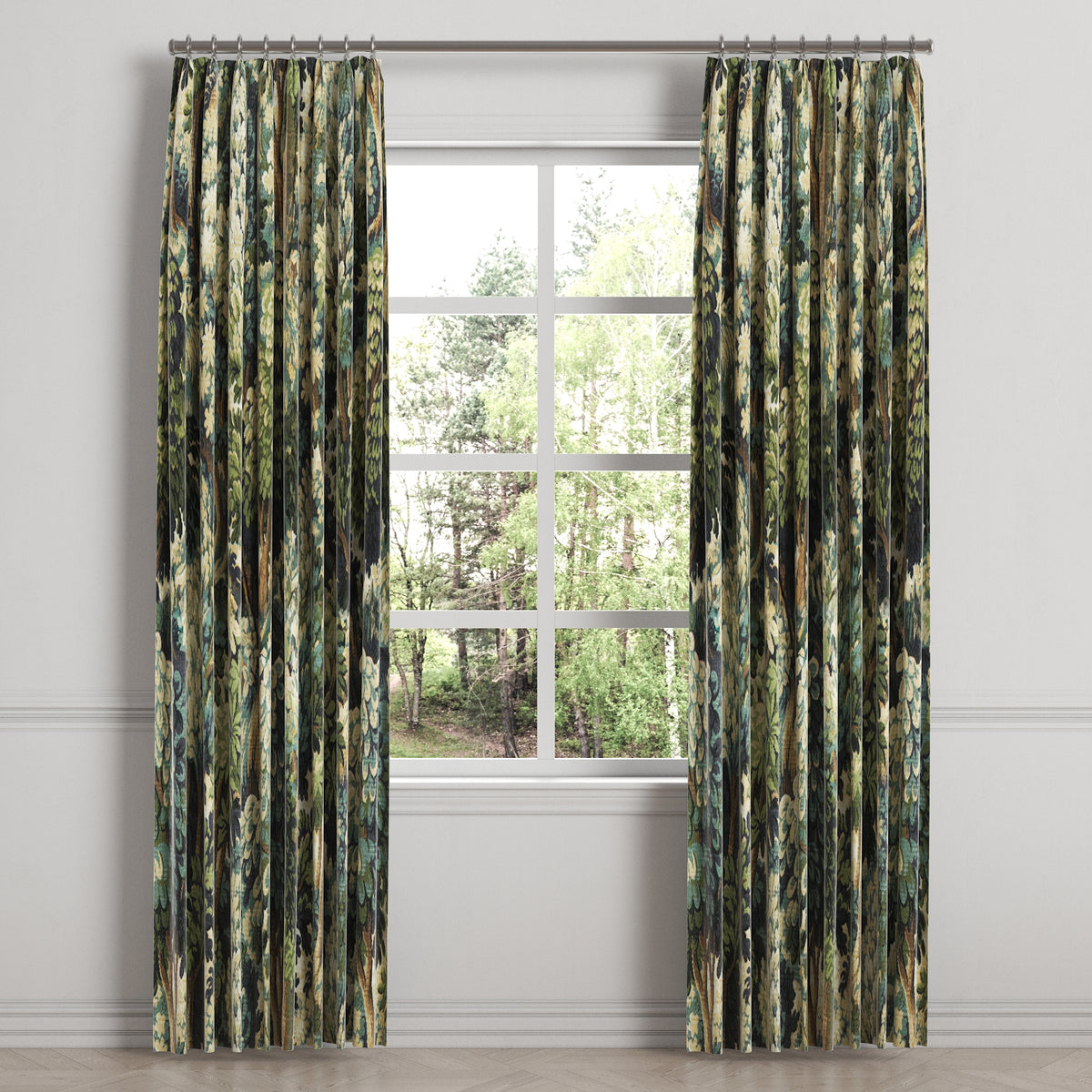 Euro Pleat Drapery in Enchanted Forest - Peridot