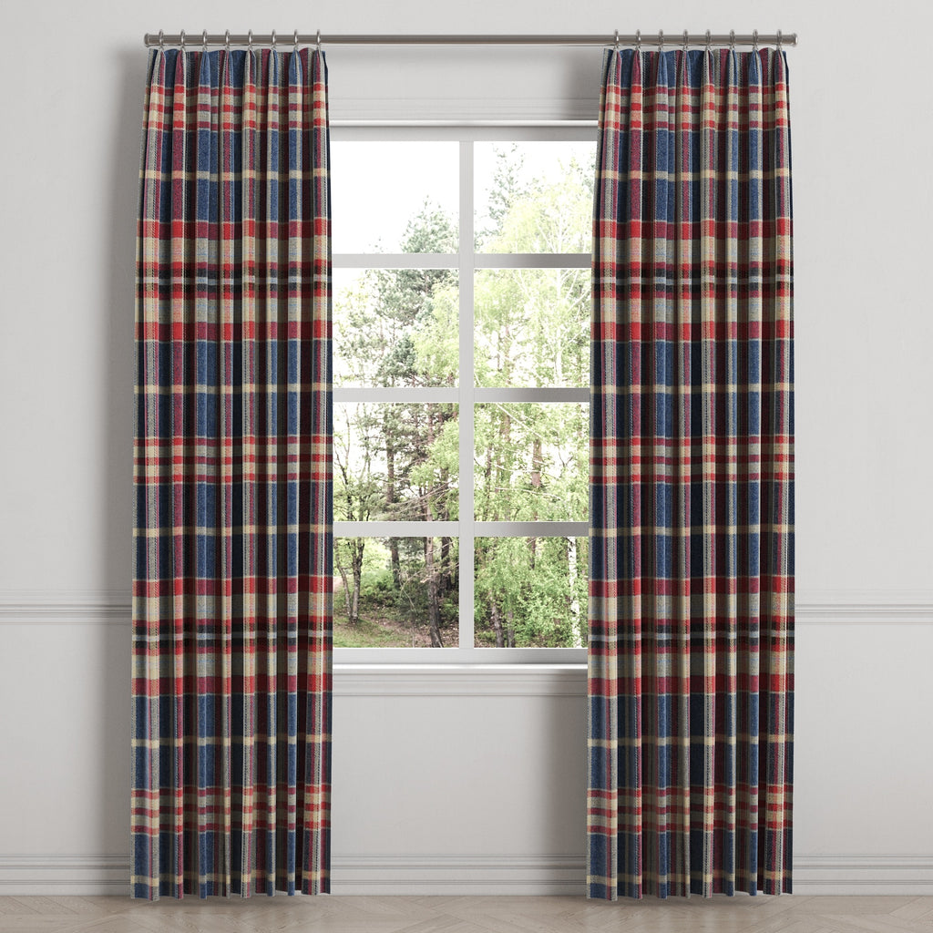 Euro Pleat Drapery in Tartan - Flannel